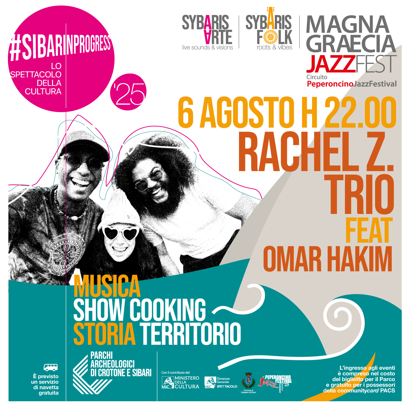 Locandina Magna Graecia Jazz Fest 2025 con Rachel Z. Trio e Omar Hakim