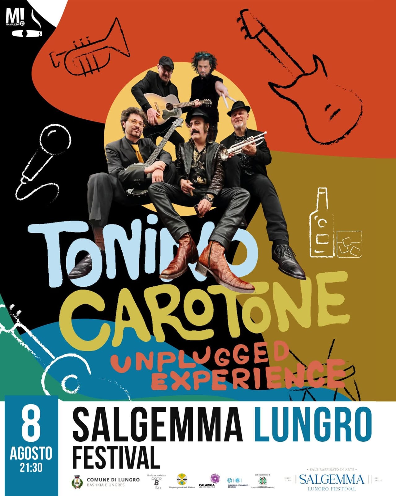 Locandina del concerto di Tonino Carotone a Lungro l’8 agosto 2025