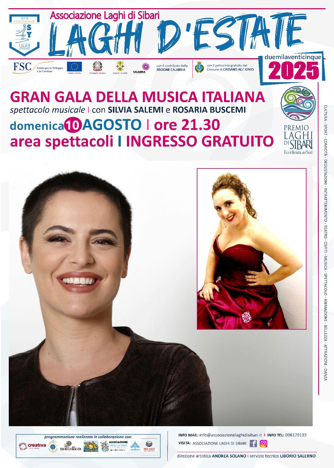 Gran Gala Musica Italiana Laghi di Sibari 2025 – Silvia Salemi Rosaria Buscemi