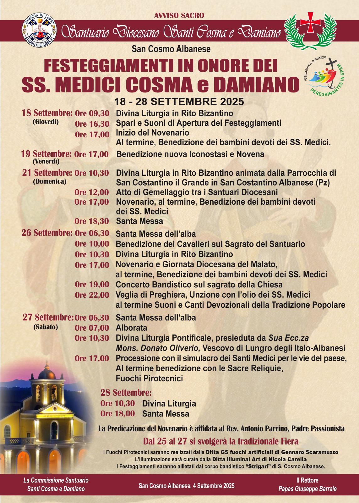 festeggiamenti in onore dei Santi Cosma e Damiano a San Cosmo Albanese